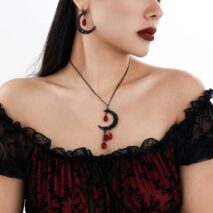 Chic Crystal Tassel Moon Charm Necklace Earrings Set - ArtGalleryZen
