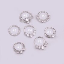 Chic CZ Inlaid 22 Gauge Nose Piercing Hoop Nose Ear Ring - ArtGalleryZen