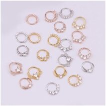 Chic CZ Inlaid 22 Gauge Nose Piercing Hoop Nose Ear Ring - ArtGalleryZen