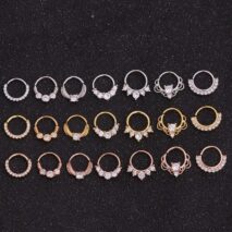 Chic CZ Inlaid 22 Gauge Nose Piercing Hoop Nose Ear Ring - ArtGalleryZen