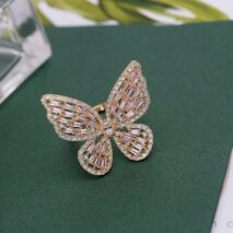Chic CZ Inlaid Adjustable Butterfly Ring - ArtGalleryZen