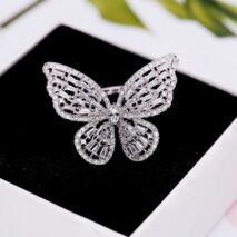 Chic CZ Inlaid Adjustable Butterfly Ring - ArtGalleryZen