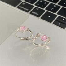Chic CZ Inlaid Adjustable Crystal Star Heart Ring - ArtGalleryZen