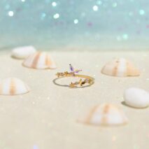 Chic CZ Inlaid Adjustable Floral Butterfly Ring - ArtGalleryZen