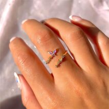Chic CZ Inlaid Adjustable Floral Butterfly Ring - ArtGalleryZen