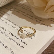 Chic CZ Inlaid Adjustable Flower Ring - ArtGalleryZen