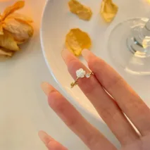 Chic CZ Inlaid Adjustable Flower Ring - ArtGalleryZen
