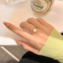 Chic CZ Inlaid Adjustable Flower Ring - ArtGalleryZen