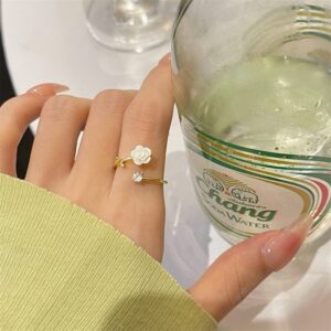 Chic CZ Inlaid Adjustable Flower Ring - ArtGalleryZen