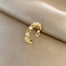 Chic CZ Inlaid Adjustable Hollowed-out Heart Ring - ArtGalleryZen