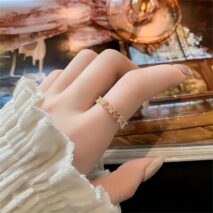 Chic CZ Inlaid Adjustable Hollowed-out Heart Ring - ArtGalleryZen