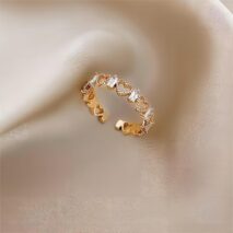 Chic CZ Inlaid Adjustable Hollowed-out Heart Ring - ArtGalleryZen