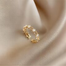 Chic CZ Inlaid Adjustable Hollowed-out Heart Ring - ArtGalleryZen
