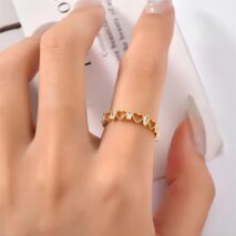 Chic CZ Inlaid Adjustable Hollowed-out Heart Ring - ArtGalleryZen