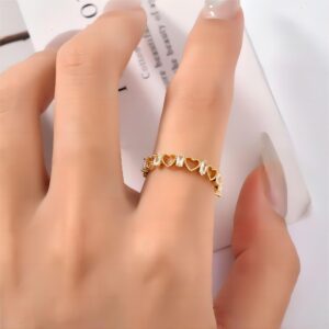 Chic CZ Inlaid Adjustable Hollowed-out Heart Ring - ArtGalleryZen
