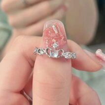 Chic CZ Inlaid Adjustable Opal Crown Matching Rings - ArtGalleryZen