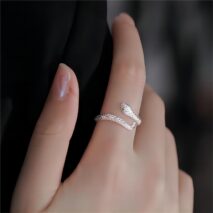 Chic CZ Inlaid Adjustable Snake Ring - ArtGalleryZen