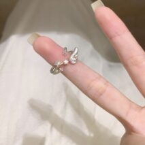 Chic CZ Inlaid Angel Wing Star Open Ring - ArtGalleryZen