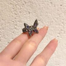Chic CZ Inlaid Black Butterfly Ring - ArtGalleryZen