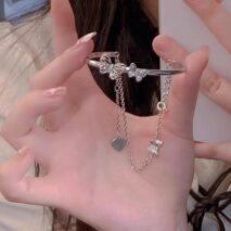 Chic CZ Inlaid Butterfly Charm Cable Chain Bangle Bracelet - ArtGalleryZen