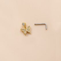 Chic CZ Inlaid Butterfly Clover Arrow Heart Nose Piercing Nose Stud - ArtGalleryZen