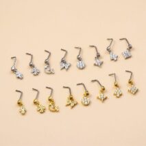 Chic CZ Inlaid Butterfly Clover Arrow Heart Nose Piercing Nose Stud - ArtGalleryZen