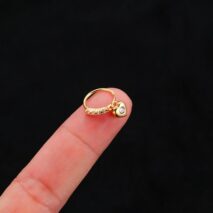 Chic CZ Inlaid Butterfly Evil Eye Heart Dangle Nose Piercing Hoop Nose Ring - ArtGalleryZen