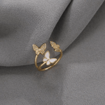 Chic CZ Inlaid Butterfly Ring - ArtGalleryZen