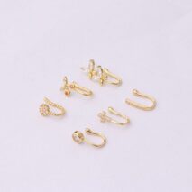 Chic CZ Inlaid Cherry Butterfly Non Piercing Adjustable Nose Ring - ArtGalleryZen