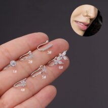 Chic CZ Inlaid Cherry Butterfly Non Piercing Adjustable Nose Ring - ArtGalleryZen