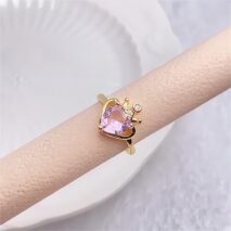 Chic CZ Inlaid Crown Heart Open Ring - ArtGalleryZen