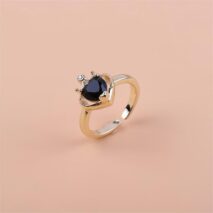 Chic CZ Inlaid Crown Heart Open Ring - ArtGalleryZen