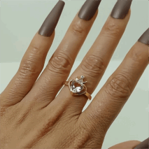 Chic CZ Inlaid Crown Heart Open Ring - ArtGalleryZen