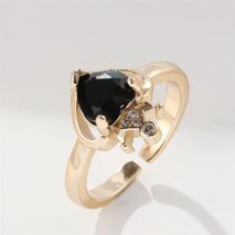Chic CZ Inlaid Crown Heart Open Ring - ArtGalleryZen