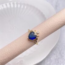 Chic CZ Inlaid Crown Heart Open Ring - ArtGalleryZen