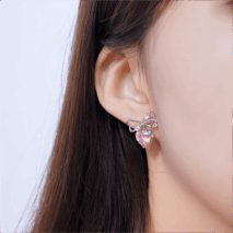 Chic CZ Inlaid Crystal Bowknot Heart Dangle Earrings - ArtGalleryZen