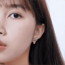 Chic CZ Inlaid Crystal Bowknot Heart Dangle Earrings - ArtGalleryZen