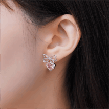 Chic CZ Inlaid Crystal Bowknot Heart Dangle Earrings - ArtGalleryZen