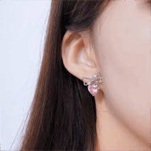 Chic CZ Inlaid Crystal Bowknot Heart Dangle Earrings - ArtGalleryZen