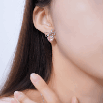 Chic CZ Inlaid Crystal Bowknot Heart Dangle Earrings - ArtGalleryZen