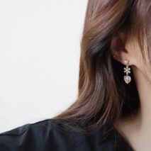 Chic CZ Inlaid Crystal Floral Heart Dangle Earrings - ArtGalleryZen