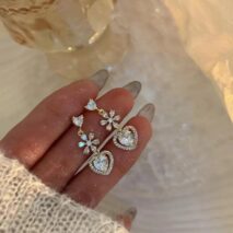 Chic CZ Inlaid Crystal Floral Heart Dangle Earrings - ArtGalleryZen