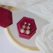 Chic CZ Inlaid Crystal Floral Heart Dangle Earrings - ArtGalleryZen