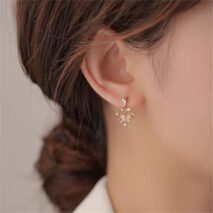 Chic CZ Inlaid Crystal Floral Hollow Heart Earrings - ArtGalleryZen
