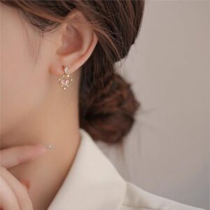Chic CZ Inlaid Crystal Floral Hollow Heart Earrings - ArtGalleryZen