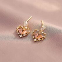 Chic CZ Inlaid Crystal Floral Hollow Heart Earrings - ArtGalleryZen