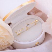 Chic CZ Inlaid Crystal Heart Arrow Of Love Double Ring Floral Ring Set - ArtGalleryZen