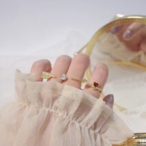 Chic CZ Inlaid Crystal Heart Arrow Of Love Double Ring Floral Ring Set - ArtGalleryZen