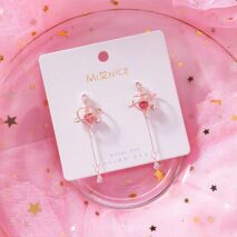 Chic CZ Inlaid Crystal Heart Dangle Earrings - ArtGalleryZen