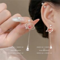 Chic CZ Inlaid Crystal Heart Dangle Earrings - ArtGalleryZen